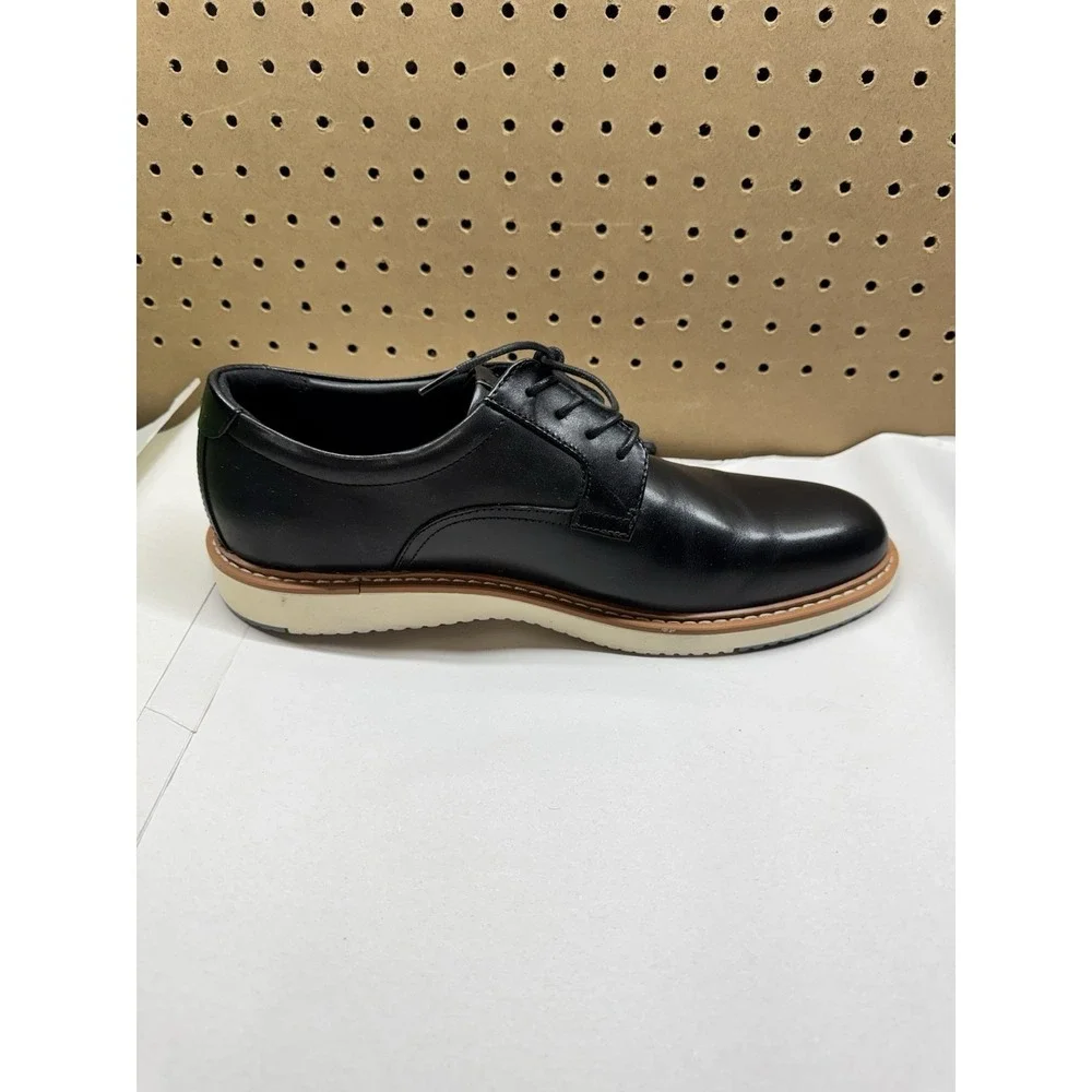 Mens Nordstrom Rack Eugene Black Leather Formal Comfort Shoes‎ Size 12 M GUC